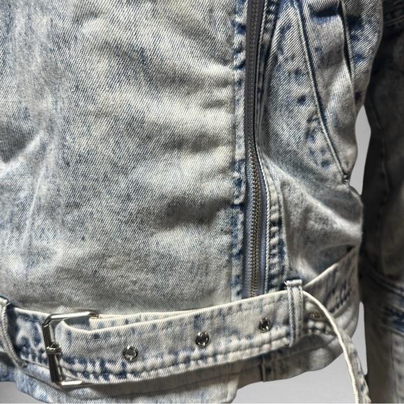 Mebon Sherpa-Lined Denim Jacket NWT Blue Acid Wash Jean Coat Size L - Picture 2 of 10